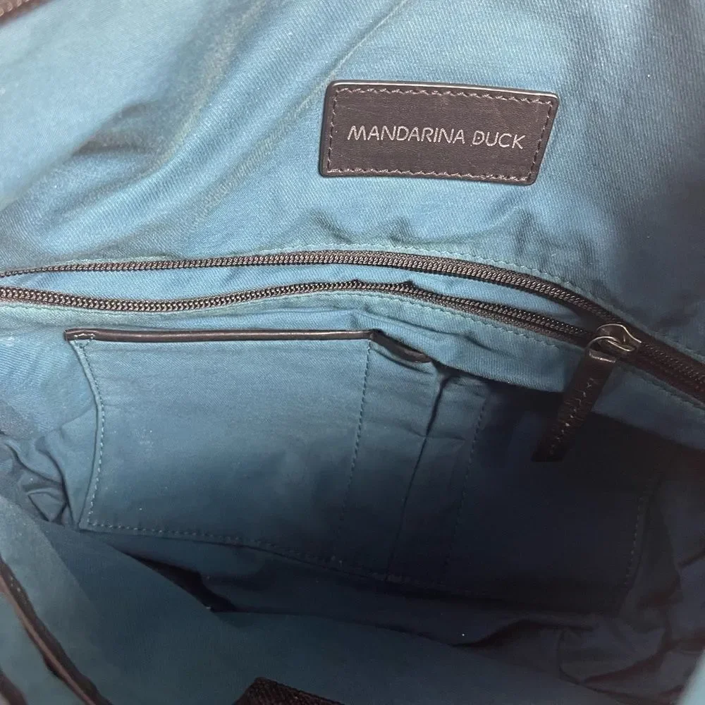 Mandarina Duck Soft Leather Black laptop,Computer office shoulder bag